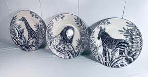 Safari Plates Lion, Zebra , Giraffe Atelier 8”